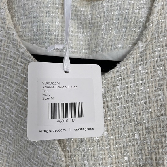 Vita grace adriana scallop top ivory size m - Picture 9 of 12
